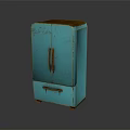 Vintage Turquoise Refrigerator Freezer with Double Door and Drawer Worn Design