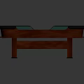 Poker Entertainment Table With Red Surface Green Edges And Wooden Legs Design