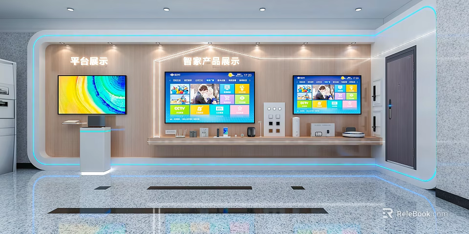 Modern Smart Home Products Display With Digital Screens And Electronic Devices 3d model 