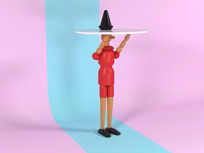 Modern Side Table Pinocchio Corner Table Solid Wood 3d model