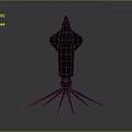 3D Rendered Black Squid with Bioluminescent Spots and Long Tentacles on Gray Gradient Background