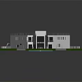 Modern White Residential Building With Green Roof Garage Entrance And Spacious Lawn Surroundings