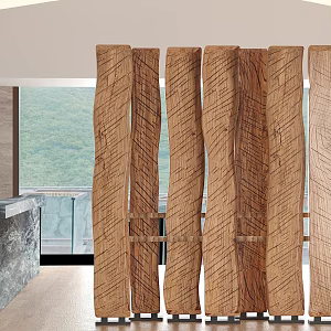 Wood partition porch screen partition 3d model