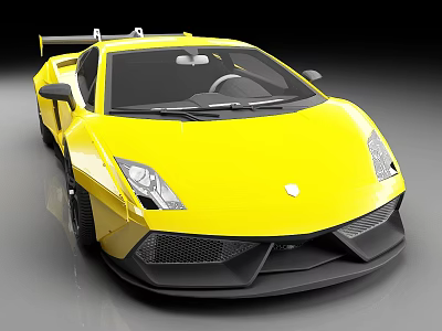 Yellow High Performance Sports Car With Sleek Design Rear Spoiler And Aerodynamic Body 3d model