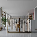 Modern Fashion Store Interior Design With Mannequins Pendant Lights Display Area And Tables