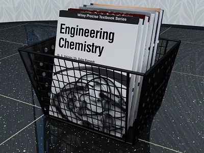 Engineering Chemistry Books From Khanna Publishers Series Stacked In Black Metal Basket 3d model