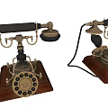 Vintage Telephone With Wooden Base And Metal Dial Retro Design Communication Device