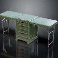 Practical Green Workbench With Sturdy Metal Frame Drawer Cabinet And Folding Legs