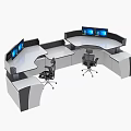Modern Curved Desk And Chair Set With Multiple Monitors For Office Workstation Design