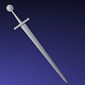 White Medieval Sword With Sharp Blade And Round Pommel On Blue Background 3d model
