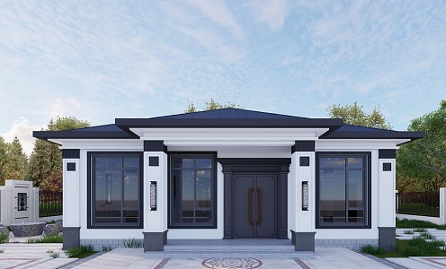 One-storey new Chinese-style villa 3d model