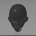 Black Mannequin Head With Realistic Brown Mustache And Smooth Surface Details