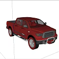 Red Toyota Tundra Crew Cab Pickup Truck With Chrome Grille And Alloy Wheels