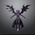 Fantasy Woman Character With Purple Black Wings And Armor Like Outfit