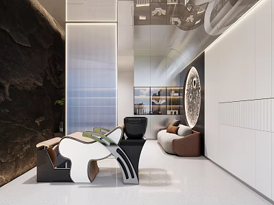 Elegant Modern Beauty Hair Salon Interior With Styling Chairs And Mirrors 3d model