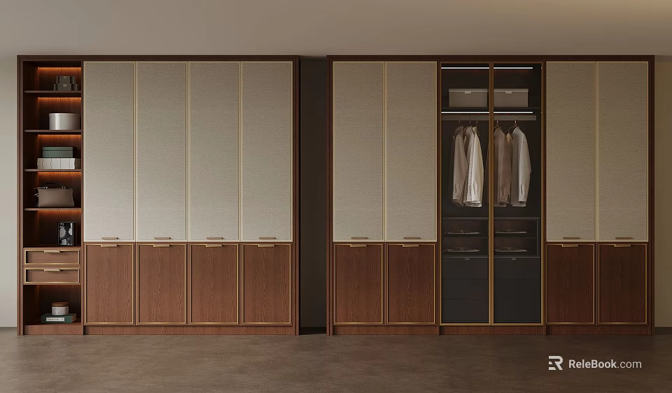 Whole Wooden Sliding Door Wardrobe With Drawers And Clothing Hanging Area 3d model 
