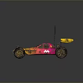 Muddy Remote Control Off Road Car With Yellow Pink Body Large Wheels And Rear Wing