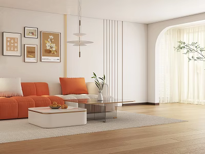 Modern cream sofa coffee table 3d model