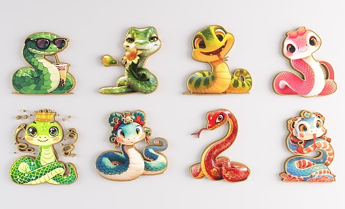 National Tide Year of the Snake Silhouette Year of the Snake Zodiac Snake Element Cartoon Snake Decoration Snake Beauty Element Year of the Snake Beauty 3d model