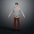3D Character Creature Model Wearing Gray Sweater Brown Pants and Black Shoes