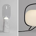 Modern Table Lamps Featuring Marble Base Transparent Glass Shade And Black Metal Frame White Lampshade