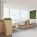 Pantry Interior Design With Wooden Cabinets Tropical Mural White Fridge Pendant Lights And Glass Wall