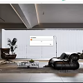 Modern Living Room Interior With Black Leather Sofa Coffee Table Floor Lamp And City View