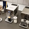 Modern Kitchen Countertop With Stainless Steel Coffee Machines Coffee Bags And White Cups
