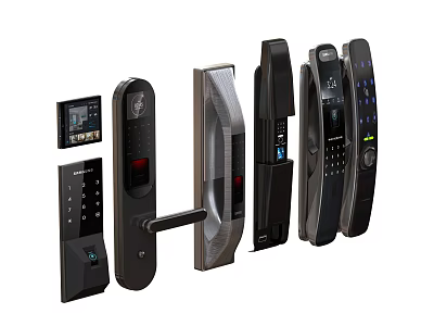 Smart Door Locks With Different Styles Including Fingerprint Keypad And Camera Features 3d model