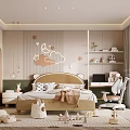 Cozy Kids Room Interior With Moon Cloud Wall Decor Bed Toy Shelves And Soft Rug
