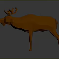 Orange Low Poly Reindeer Model In 3D Render With Gray Studio Background
