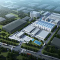Modern Industrial Plant Complex Featuring Multiple Buildings Greenery And Roads 3d model