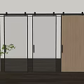 Modern Interior Barn Door With Glass And Wooden Panels Sliding Track Design