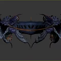 Fantasy Character Weapon With Blue Dragon Head And Intricate Ornate Details