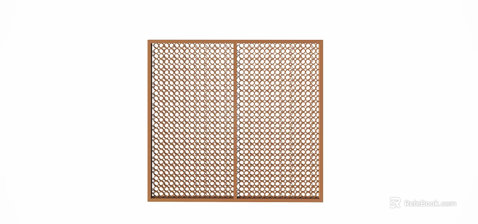 Modern Wooden Room Divider With Double Panel Hexagonal Lattice Design 3d model 