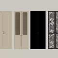 Various Designed Cabinet Doors With Beige Grid Wooden And Floral Pattern Styles
