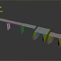 Modern Scene Components Design With Long White Structure And Green Base Modules