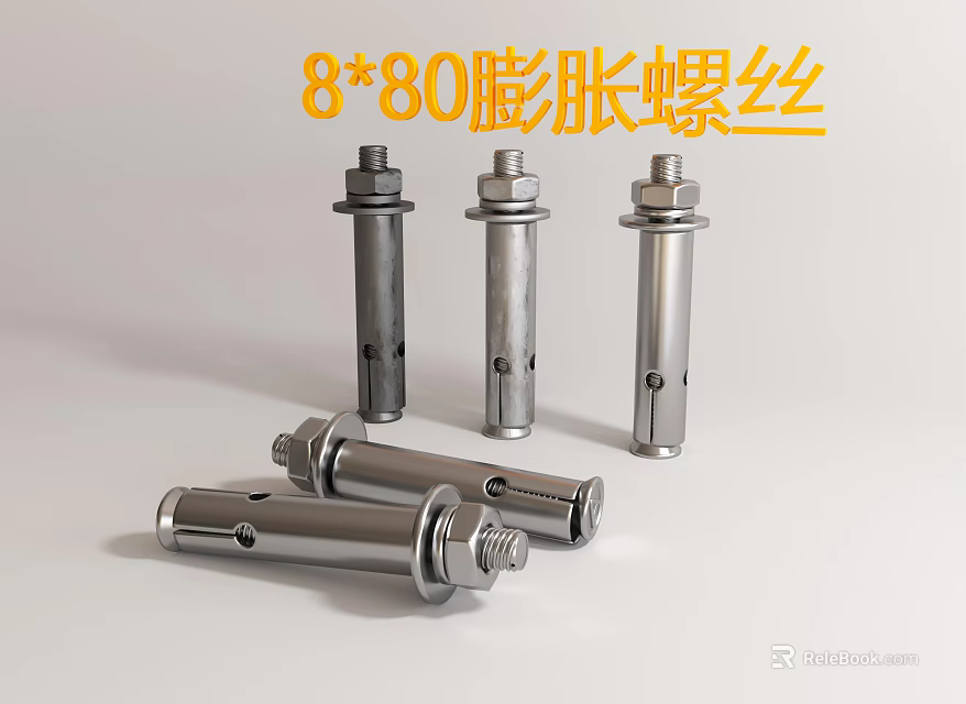 8x80 Expansion Screws High Strength Hardware Tools for Construction and Fixing 3d model 