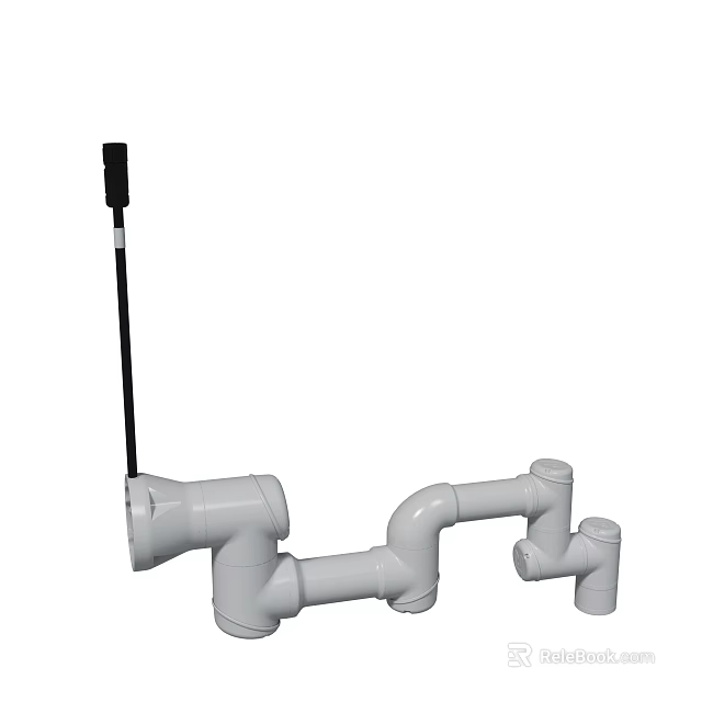 White Plastic Plumbing Pipe Fittings With Connector Joints And Elbows 3d model 