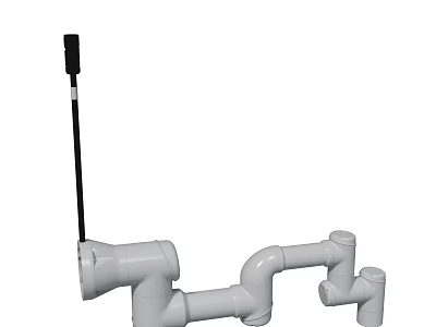 White Plastic Plumbing Pipe Fittings With Connector Joints And Elbows 3d model