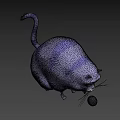 Animated Blue Purple Striped Chubby Cat Character Looking At Coin On Purple Background