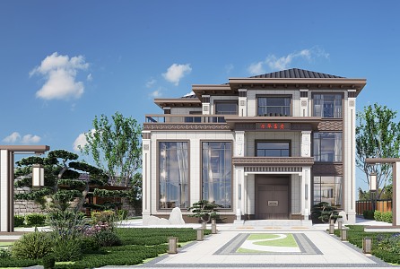 New Chinese Style Villa 3d model