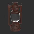 Vintage Rustic Lantern With Metal Frame And Glass Shade On Dark Background