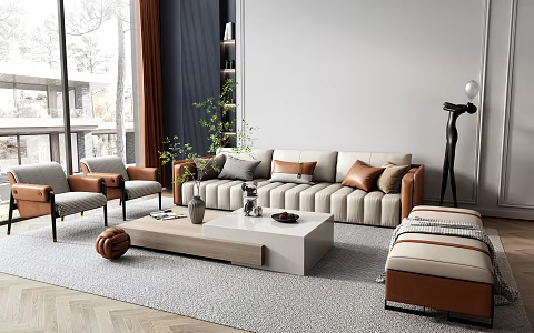 Modern sofa coffee table combination 3d model