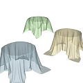Modern Transparent Round Coffee Tables in Light Green Light Blue and Golden with Drape-like Design