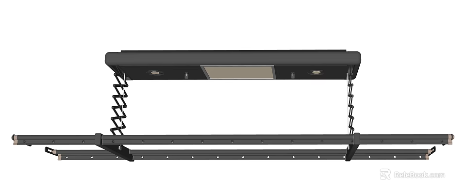 Modern Black Metal Hook Rack With Multiple Hanging Hooks For Kitchen Storage 3d model 