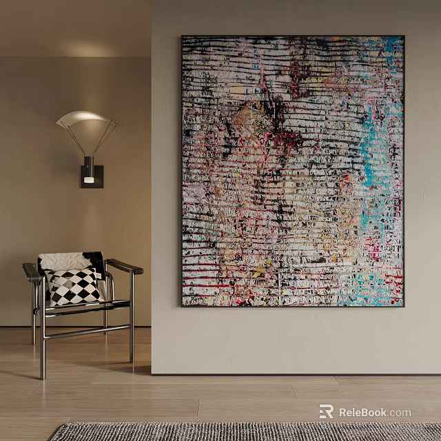 Abstract Painting With Multicolored Textured Layers In Modern Home Interior Decor 3d model 