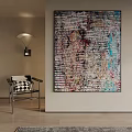Abstract Painting With Multicolored Textured Layers In Modern Home Interior Decor