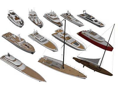 Variety Of Luxury Yachts In Different Styles 3d model