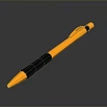 Orange And Black Pen With Shiny Reflection On Black Background For Daily Use